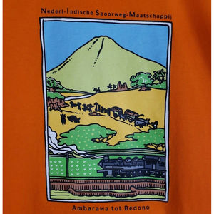 Vintage Netherlands Indies Railway Company T shirt XL Ambarawa to Bedono Train